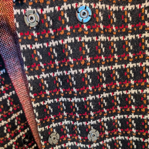 Simply Couture Retro Plaid Tweed Fringe Long Sweater Coat | Size Small - Picture 8 of 15